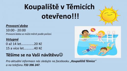 Koupaliště otevřeno 